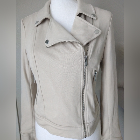 Tahari Knit Cream Moto Jacket - Picture 11 of 12